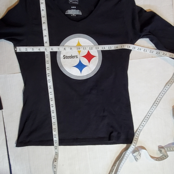 PITTSBURGH STEELERS BLACK NFL FANATICS PRO LINE V-NECK L/S Shirt - Picture 4 of 5
